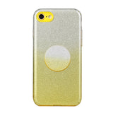 For iphone 6/6S/6 plus/6S plus/7/8/SE 2020 Phone Case Gradient Color Glitter Powder Phone Cover with Airbag Bracket yellow