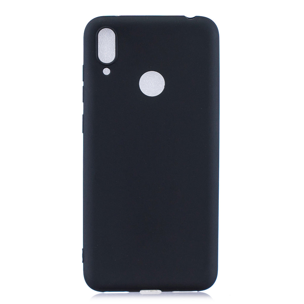 For HUAWEI Y7 2019 Lovely Candy Color Matte TPU Anti-scratch Non-slip Protective Cover Back Case black