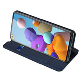 DUX DUCIS for Samsung A21s/A51 5G Magnetic Protective Case Bracket with Card Slot Leather Mobile Phone Cover blue