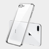 ForiPhone 7/8/SE 2020/7 plus/8 plus/6/6S/6 plus/6S plus Mobile Phone shell Square Transparent electroplating TPU Cover Cell Phone Case Silver