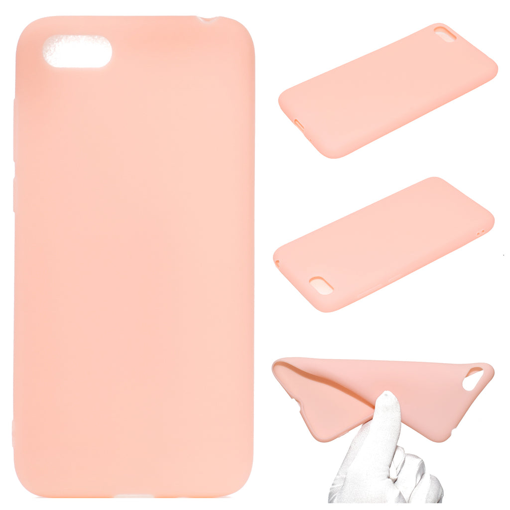 for HUAWEI Y5 2018 Cute Candy Color Matte TPU Anti-scratch Non-slip Protective Cover Back Case Light pink