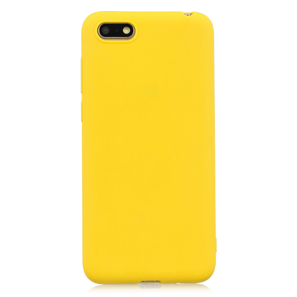 for HUAWEI Y5 2018 Cute Candy Color Matte TPU Anti-scratch Non-slip Protective Cover Back Case yellow