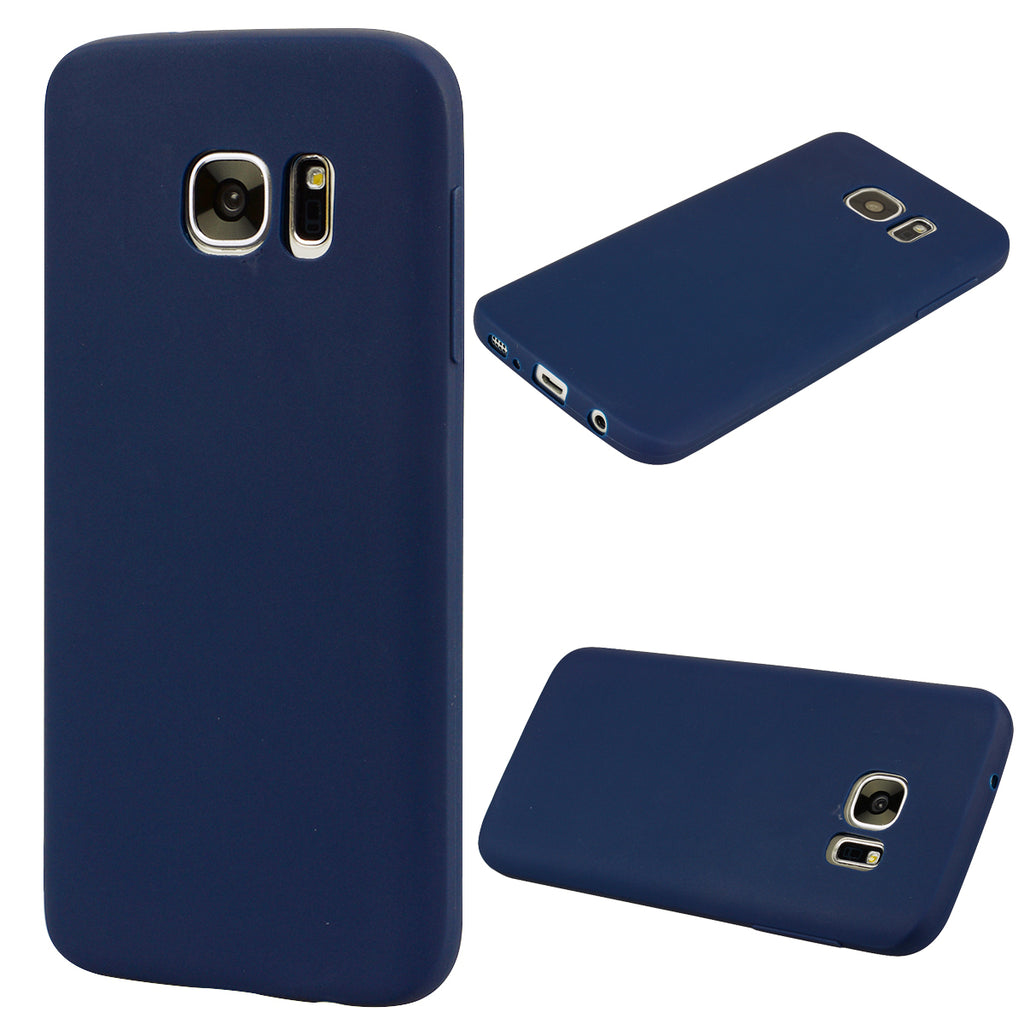 for Samsung S7 edge Cute Candy Color Matte TPU Anti-scratch Non-slip Protective Cover Back Case Navy