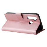 For OPPO Realme 5 Rro Cellphone Cover Buckle Closure Cards Holder Wallet Design Stand Function PU Leather Smart Shell Overall Protection  Rose gold