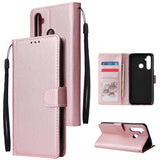 For OPPO Realme 5 Rro Cellphone Cover Buckle Closure Cards Holder Wallet Design Stand Function PU Leather Smart Shell Overall Protection  Rose gold
