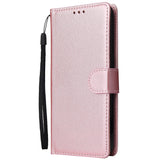 For OPPO Realme 5 Rro Cellphone Cover Buckle Closure Cards Holder Wallet Design Stand Function PU Leather Smart Shell Overall Protection  Rose gold