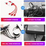SIMU Universal Multifunctional Telescopic One-for-Three Mobile Phone Charging Data Cable Set red