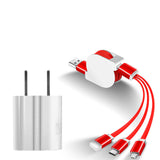 SIMU Universal Multifunctional Telescopic One-for-Three Mobile Phone Charging Data Cable Set red