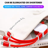 SIMU Universal Multifunctional Telescopic One-for-Three Mobile Phone Charging Data Cable Set red