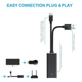 Fire TV Stick Micro USB to RJ45 Ethernet Adapter with USB Power Supply Cable black