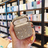 For airpods1/2 Protective Cover Fashion Rhinestone Wireless Bluetooth Headset Charging Box Protective Case Silver