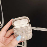 For airpods1/2 Protective Cover Fashion Rhinestone Wireless Bluetooth Headset Charging Box Protective Case Silver