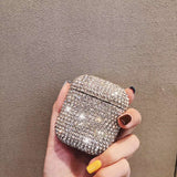 For airpods1/2 Protective Cover Fashion Rhinestone Wireless Bluetooth Headset Charging Box Protective Case Silver
