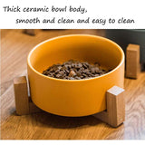 Large Capacity Pet Ceramic Feeding Bowl with Wood Frame for Cat Dog Food Gray
