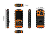 Huadoo H3 Rugged Phone - IP68 Waterproof, FM Radio, 0.3MP Camera, 200 Lumen Flashlight, 2700mAh Battery, 2.4-Inch (Orange)