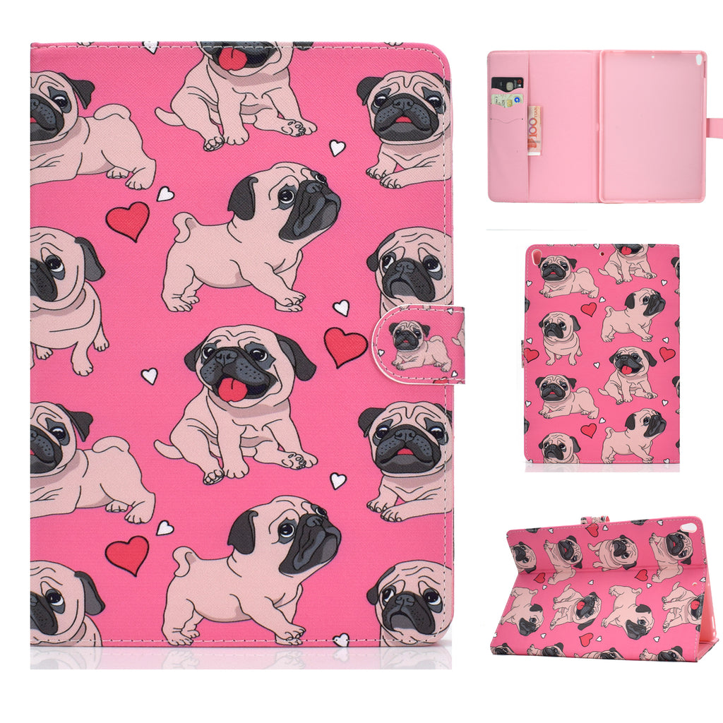 For iPad 10.5 2017/iPad 10.2 2019 Laptop Protective Case Color Painted Smart Stay PU Cover with Front Snap Caring dog