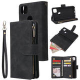 For Google Pixel 4A  Leather Mobile Phone Cover with Cards Slot Zipper Purse Phone Bracket 1 black