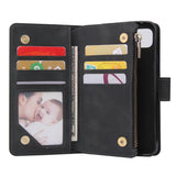 For Google Pixel 4A  Leather Mobile Phone Cover with Cards Slot Zipper Purse Phone Bracket 1 black