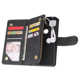 For Google Pixel 4A  Leather Mobile Phone Cover with Cards Slot Zipper Purse Phone Bracket 1 black