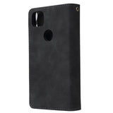 For Google Pixel 4A  Leather Mobile Phone Cover with Cards Slot Zipper Purse Phone Bracket 1 black