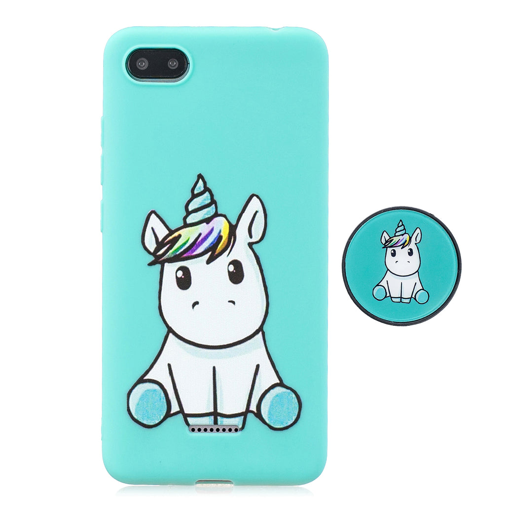 For Redmi 6A Phone Cases TPU Full Cover Cute Cartoon Painted Case Girls Mobile Phone Cover with Matched Pattern Adjustable Bracket 5