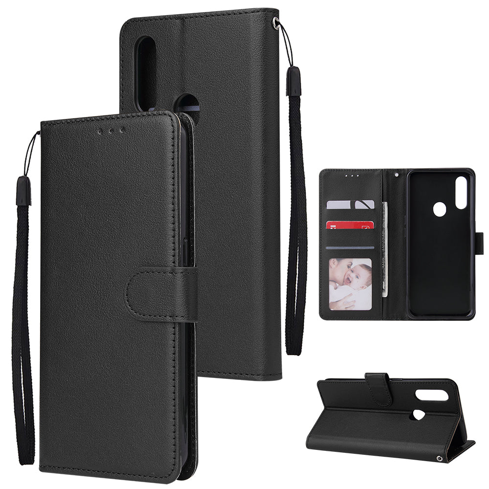 For OPPO A8 / A31/Realme XT / X2 Mobile Phone Case PU Buckle Closure Wallet Design Cards Slots All-round Protection Phone Cover black