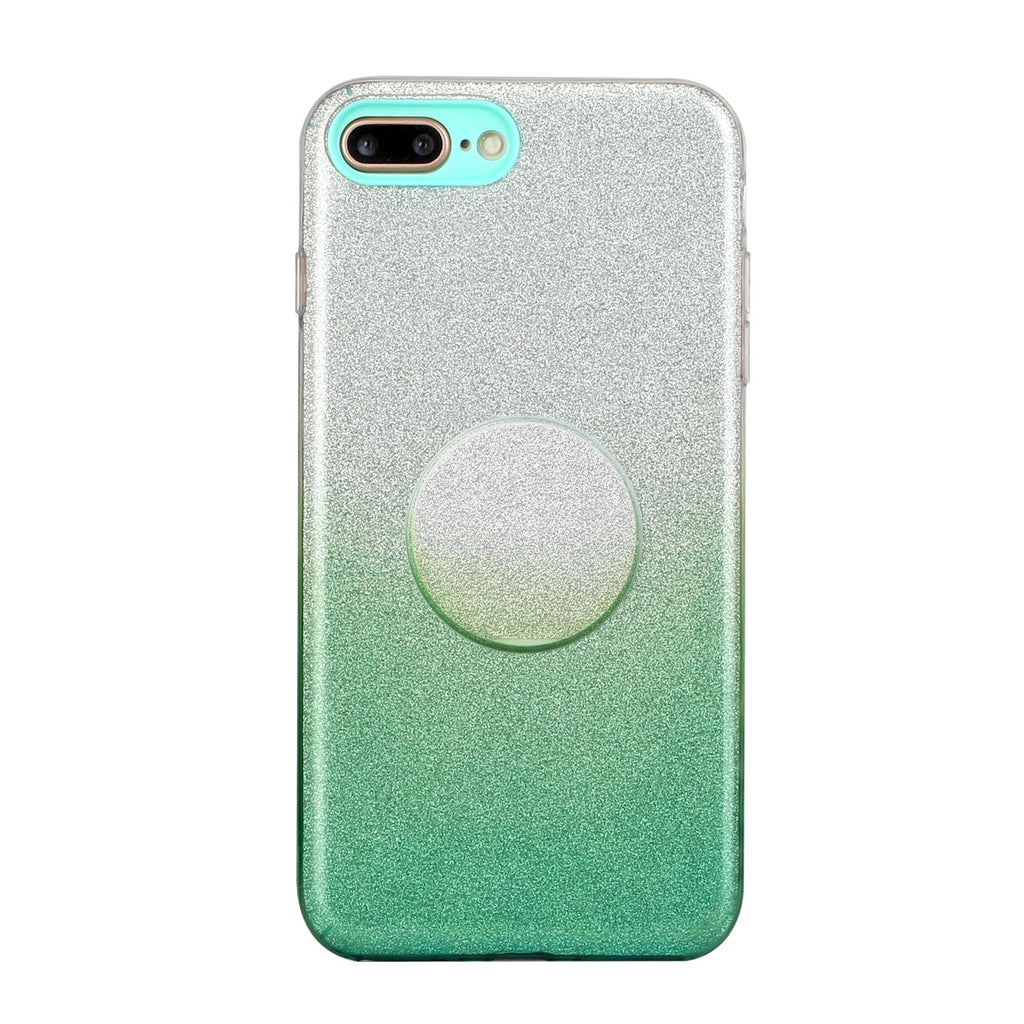 For iphone 6/6S/6 plus/6S plus/7/8/SE 2020 Phone Case Gradient Color Glitter Powder Phone Cover with Airbag Bracket green