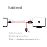 Micro USB to HDMI 1080P HD TV Cable Adapter - for Android Samsung Phones 11PIN, Black