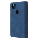 For Google Pixel 4A  Leather Mobile Phone Cover with Cards Slot Zipper Purse Phone Bracket 2 blue