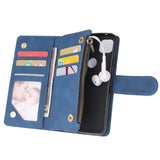 For Google Pixel 4A  Leather Mobile Phone Cover with Cards Slot Zipper Purse Phone Bracket 2 blue