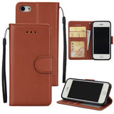 Ultra Slim PU Full Protective Cover Non-slip Shockproof Cell Phone Case with Card Slot for iPhone 5G/5S/5SE brown