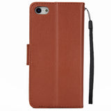 Ultra Slim PU Full Protective Cover Non-slip Shockproof Cell Phone Case with Card Slot for iPhone 5G/5S/5SE brown