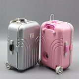 Cute Plastic Rolling Suitcase Mini Luggage Box for BJD Dolls Silver