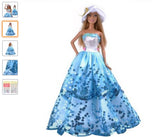 E-TING Blue Princess Wedding Party Clothes Dress Chrismas Gift doll
