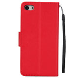 Ultra Slim PU Full Protective Cover Non-slip Shockproof Cell Phone Case with Card Slot for iPhone 5G/5S/5SE red