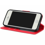 Ultra Slim PU Full Protective Cover Non-slip Shockproof Cell Phone Case with Card Slot for iPhone 5G/5S/5SE red