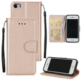 Ultra Slim PU Full Protective Cover Non-slip Shockproof Cell Phone Case with Card Slot for iPhone 5G/5S/5SE Golden
