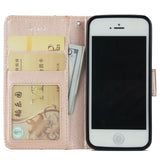 Ultra Slim PU Full Protective Cover Non-slip Shockproof Cell Phone Case with Card Slot for iPhone 5G/5S/5SE Golden