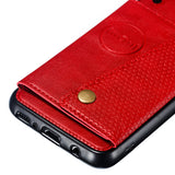 For Samsung M20 Double Buckle Phone Case Protective Cover with Card Holder Bracket Light Brown