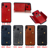 For Samsung M20 Double Buckle Phone Case Protective Cover with Card Holder Bracket Light Brown