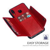 For Samsung M20 Double Buckle Phone Case Protective Cover with Card Holder Bracket Light Brown