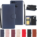 PU Leather Smart Phone Case Cover with Buckle & 3 Card Position for Honor 7A/Y6 2018 black