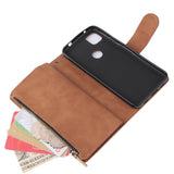 For Google Pixel 4A  Leather Mobile Phone Cover with Cards Slot Zipper Purse Phone Bracket 5 wine red