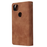 For Google Pixel 4A  Leather Mobile Phone Cover with Cards Slot Zipper Purse Phone Bracket 5 wine red