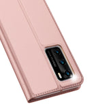 DUX DUCIS For HUAWEI P40 Leather Mobile Phone Cover Magnetic Protective Case Bracket with Cards Slot Pink