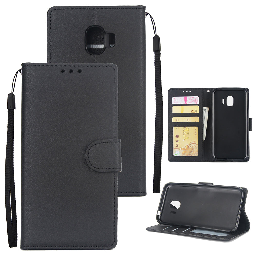 For Samsung J2 PRO 2018/Grand Prime Pro/J250 PU Cell Phone Case Protective Cover Shell with Buckle black