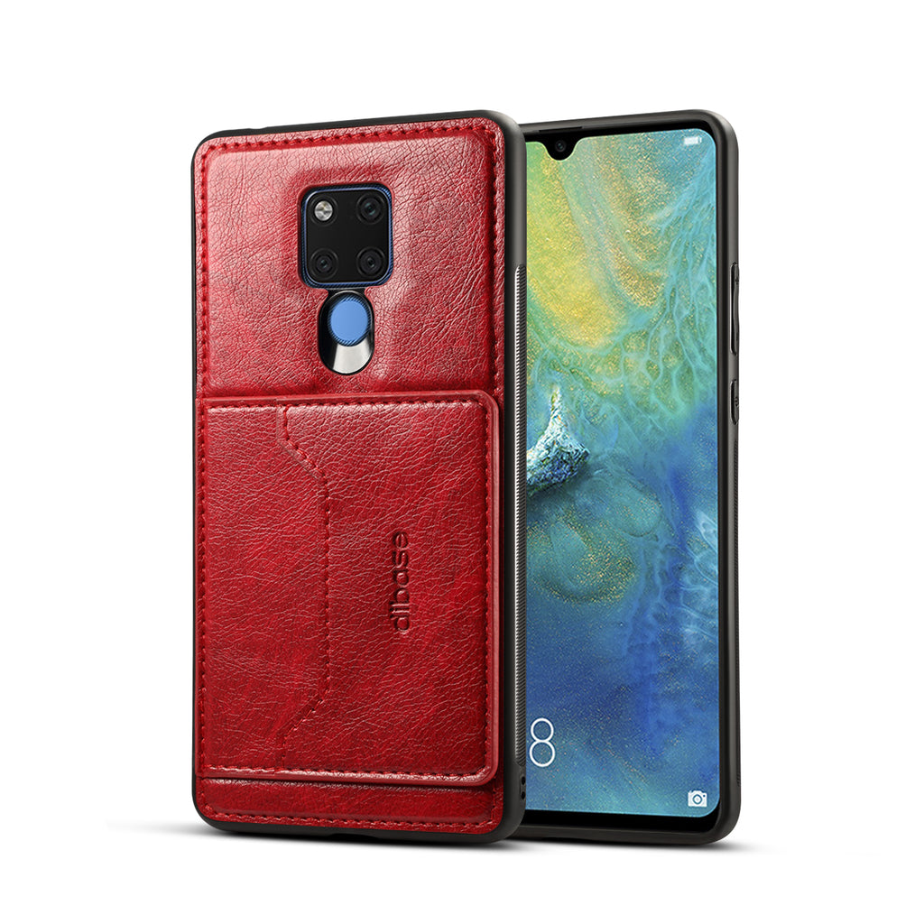 For HUAWEI MATE 20X 2 in 1 Retro PU Leather Wallet Stand Non-slip Shockproof Cell Phone Case red
