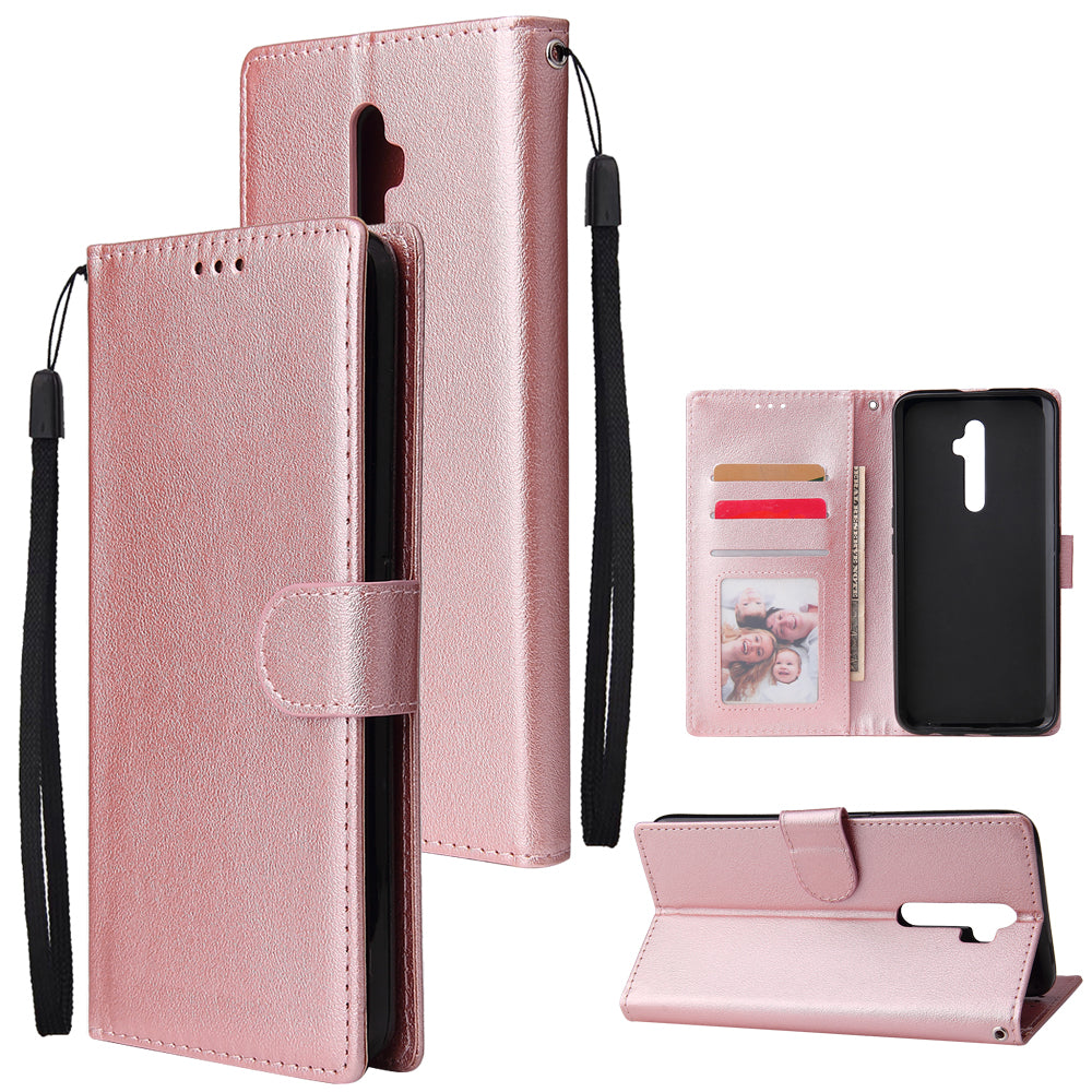 For Oppo A9 2020/Reno 2Z Cellphone Shell PU Leather Mobile Phone Cover Stand Available Anti-drop Elegant Smartphone Case Rose gold