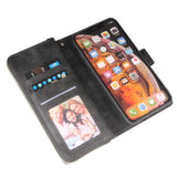 For iphone X/XS/XS MAX/11/11Pro Pu Leather  Mobile Phone Cover Zipper Card Bag + Wrist Strap black