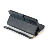 For Samsung A51 5G/A71 5G/Note 10 pro Pu Leather  Mobile Phone Cover Zipper Card Bag + Wrist Strap blue